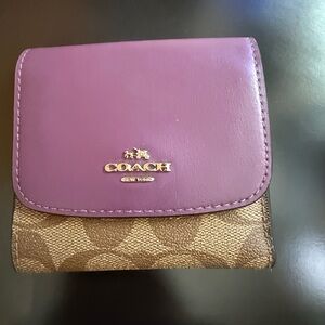 Coach Purple and Tan Women's Wallet
